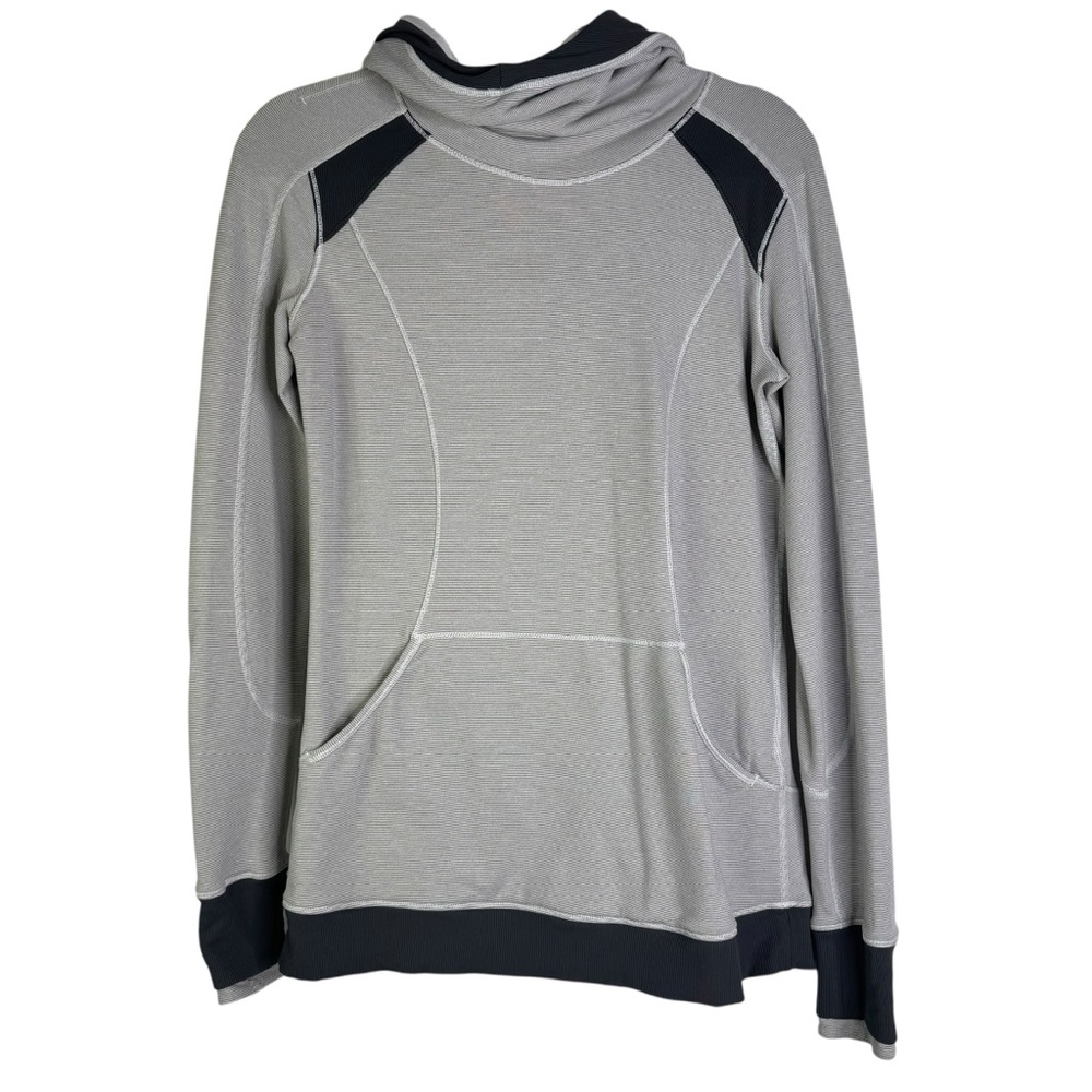 Lululemon Base Runner Hoodie Workout Wee Stripe White Heathered Medium Grey 8 - Picture 2 of 13